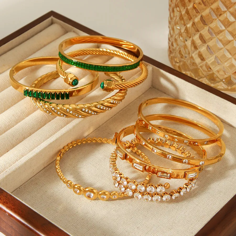 18K Gold PVD Stainless Steel Luxury Bangle