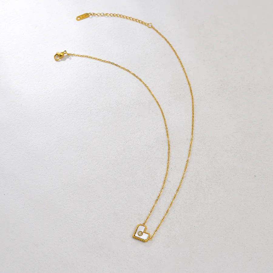 Gold Heart Shell Pendant Necklace for Women