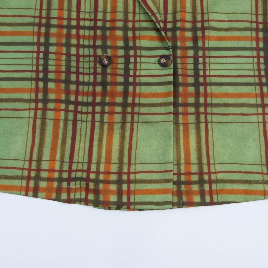 Women's Green Plaid Blazer Jacket