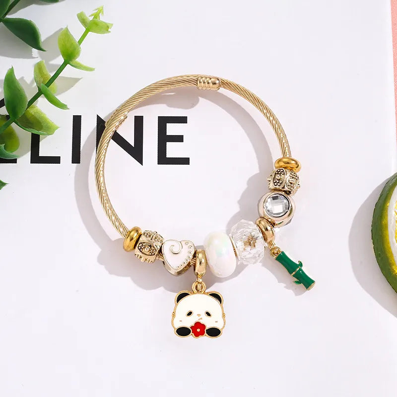 Cute Panda Charm Stainless Steel Bracelet #9