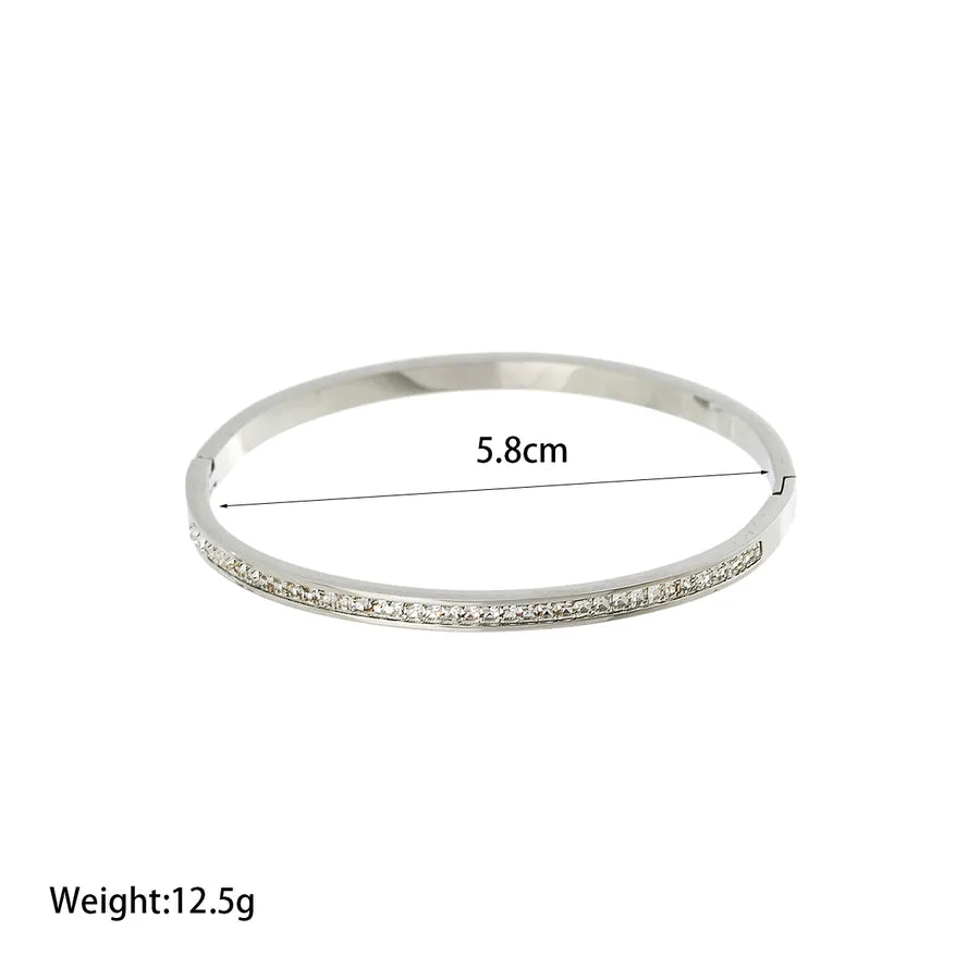 18K Gold PVD Geometric Stainless Steel Bangle HC4802-single Row Drill