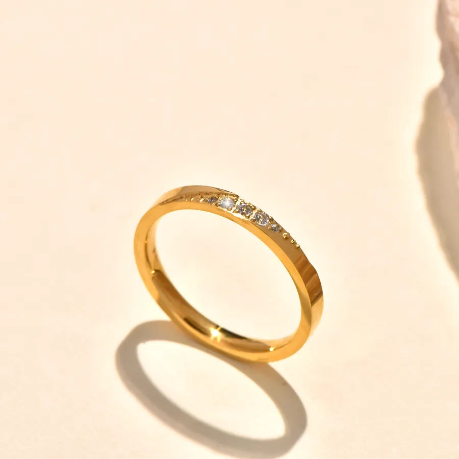 18K Gold Plated Titanium Steel Zircon Ring