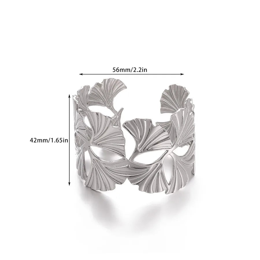 Geometric Butterfly & Flower Open Bangle Bracelet B1810P