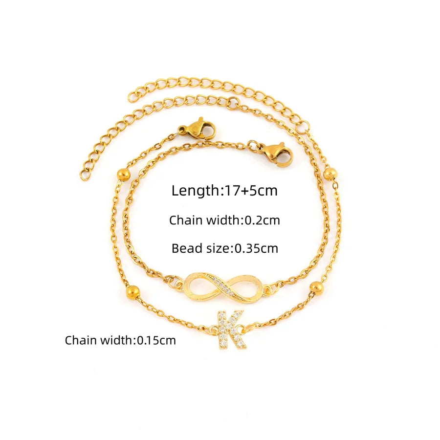 Gold Initial & Infinity Bracelet Set for Women Gold K