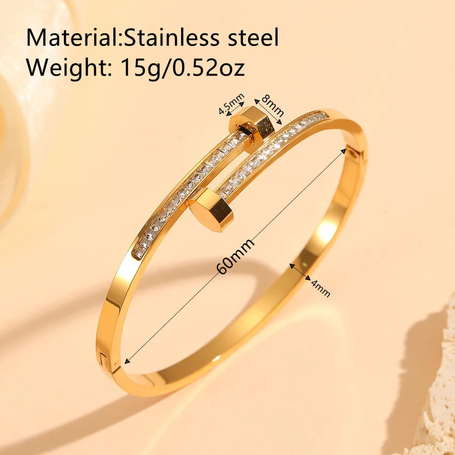 18K Gold PVD Geometric Stainless Steel Bangle