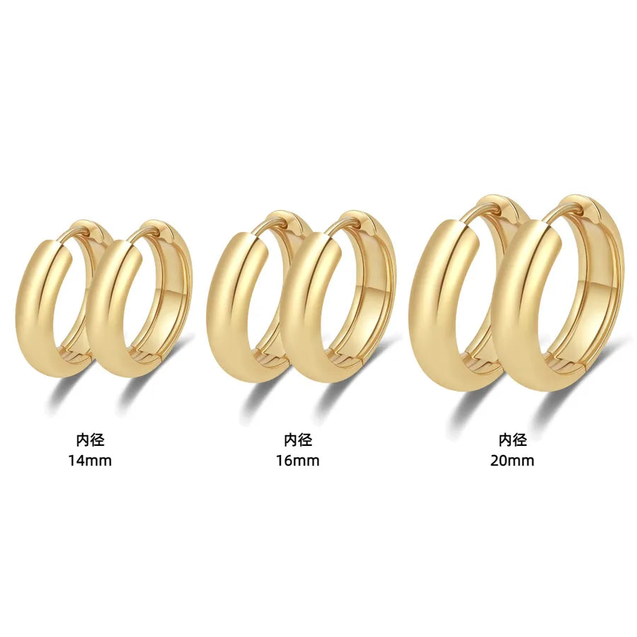 Luxury Titanium Steel Geometric Earrings Three-Pair Set (1) Gold 14-16-20