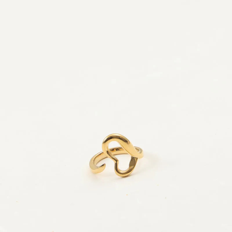 18K Gold Plated Hollow Heart Stainless Steel Ring
