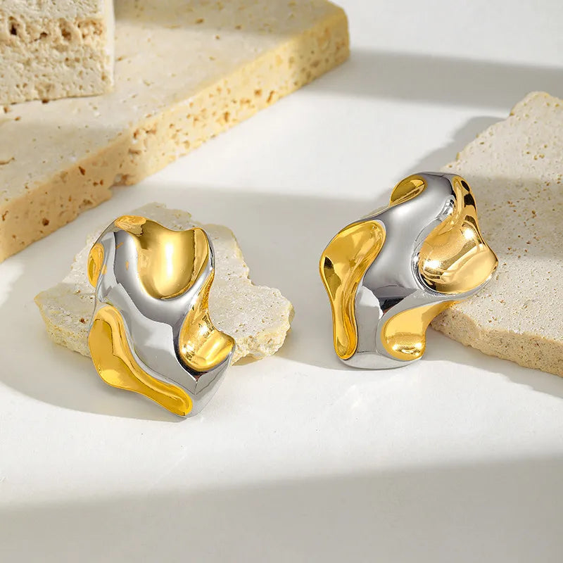 Gold-Plated Boho Flower Heart Earrings