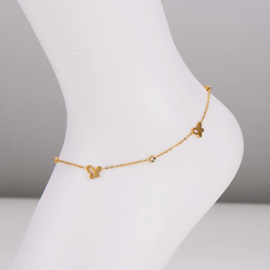 Gold Butterfly Anklet for Women – Stainless Steel