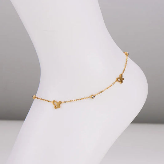 Gold Butterfly Anklet for Women – Stainless Steel