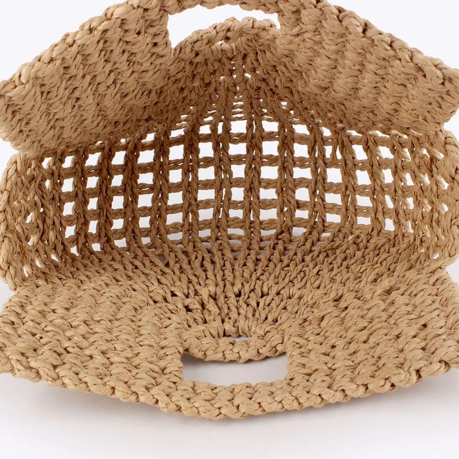 Woven Summer Handbag – Multicolor Semicircle Tote