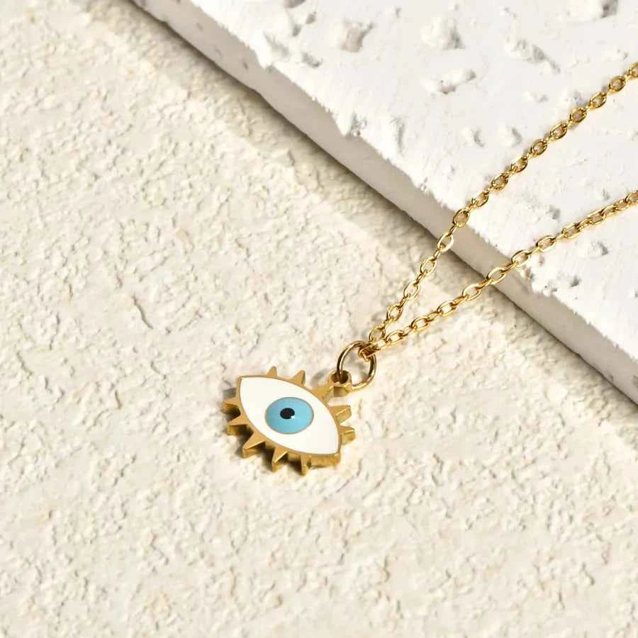 Gold Devil's Eye Pendant Necklace – Vintage Style