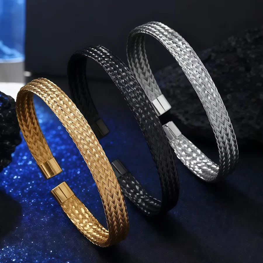 18K Gold Plated Twisted Stainless Steel Bracelet