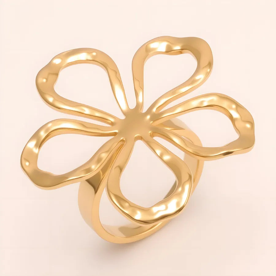 Golden Hollow Petal Ring – Stainless Steel G005614J