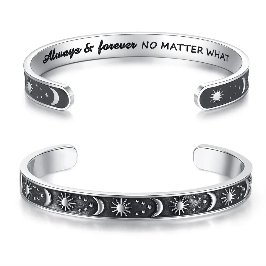 Retro Heart Stainless Steel Bangle 63-Sun & Moon - Always and Forever_y