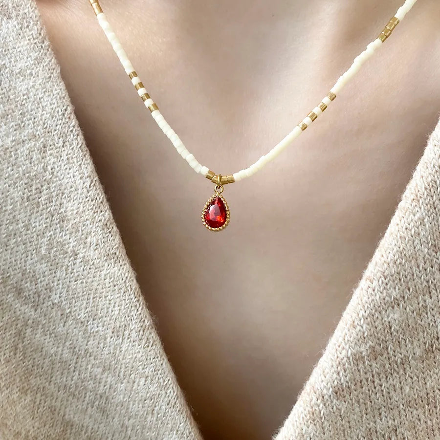 Gold Plated Titanium Steel Floral Geometric Necklace