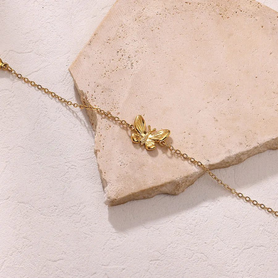 Gold Plated Butterfly Zirconia Bracelet