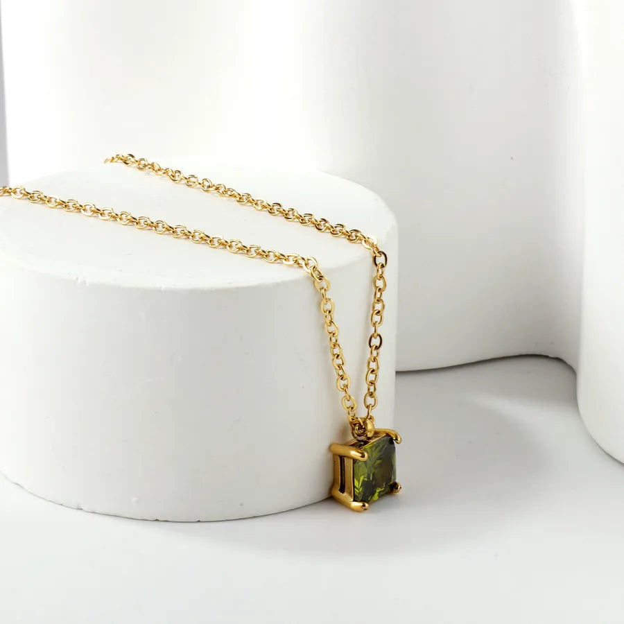 Gold Plated Geometric Diamond Pendant Necklace