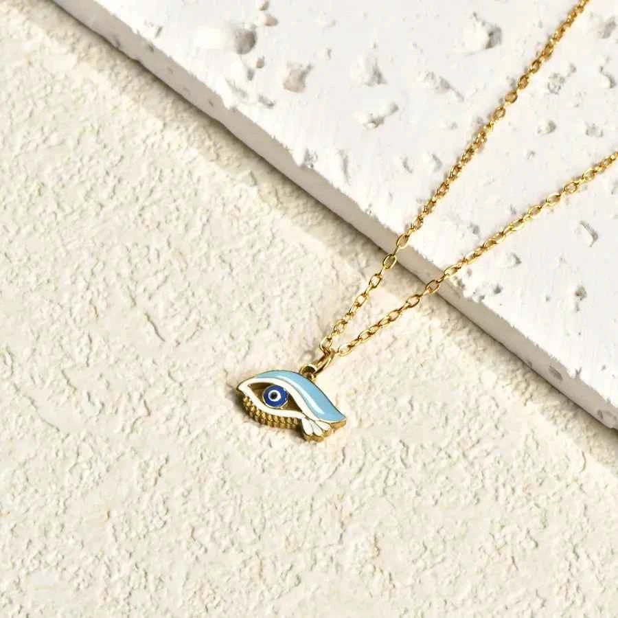 Gold Devil's Eye Pendant Necklace – Vintage Style