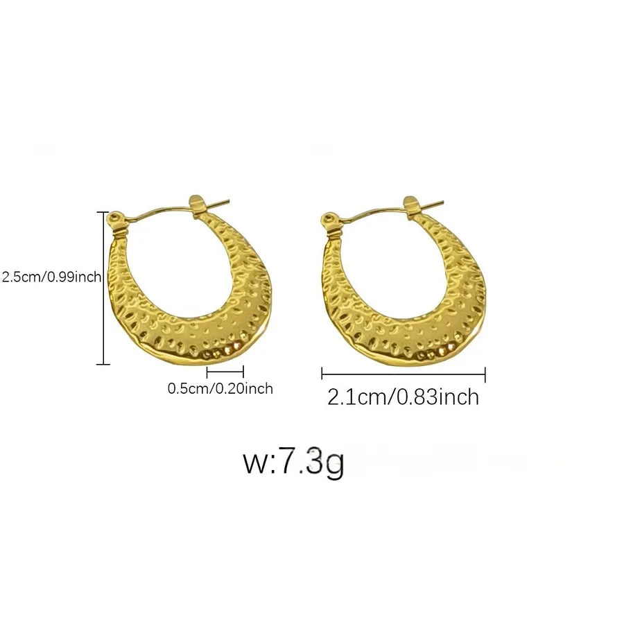 Elegant Gold Titanium Steel Hoop Earrings Gold Earrings 17