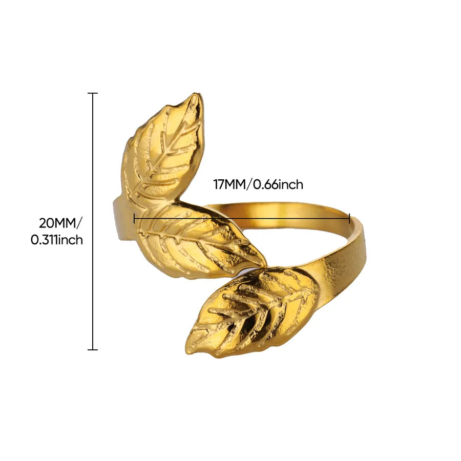 18K Gold Leaf & Flower Open Ring 5