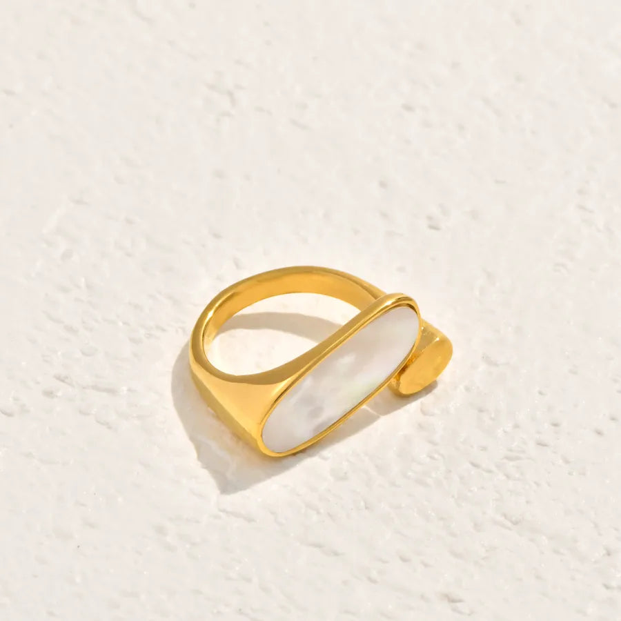 18K Gold Plated Water Drop Zircon Pearl Ring 5773001