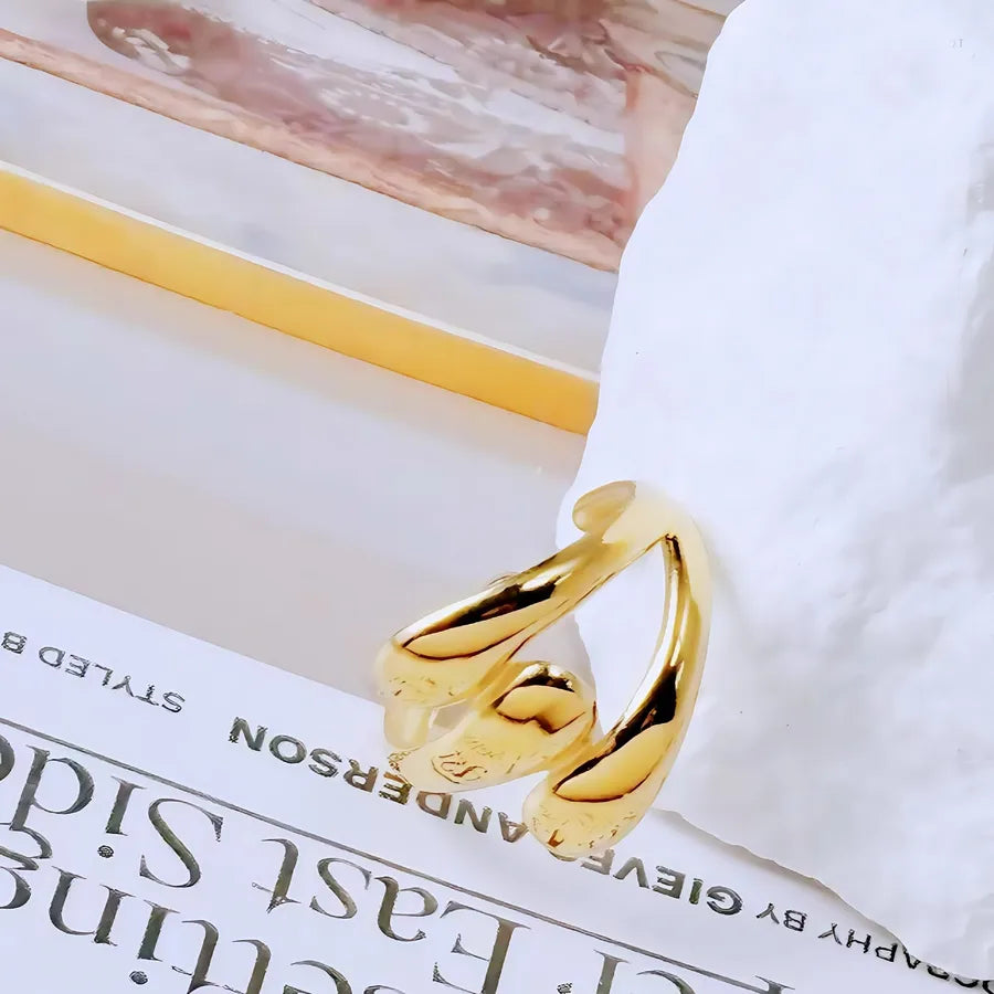 Gold Bamboo Titanium Steel Open Ring Adjustable Opening Golden Hydraulic J77