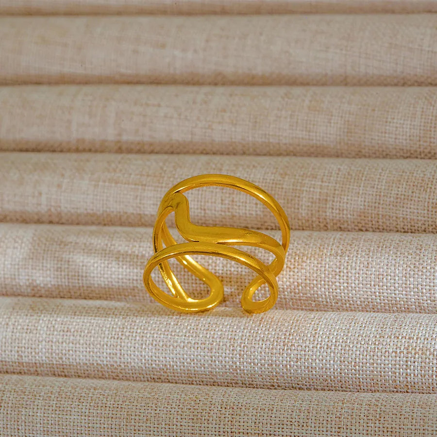 Adjustable 18K Gold Stainless Steel Ring 18