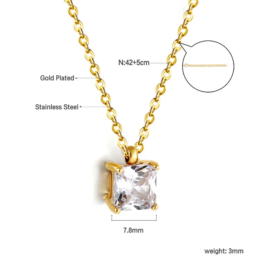 Gold Plated Geometric Diamond Pendant Necklace NE2A570AG