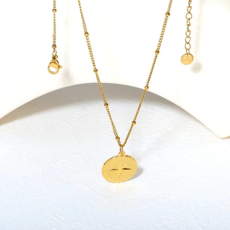 Stainless Steel Eight-Pointed Star Pendant Necklace