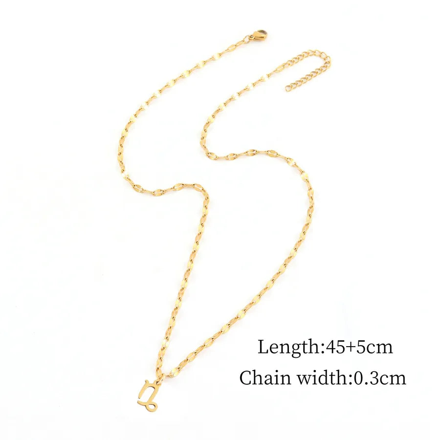 18K Gold Zodiac Pendant Necklace for Women Gold Capricorn
