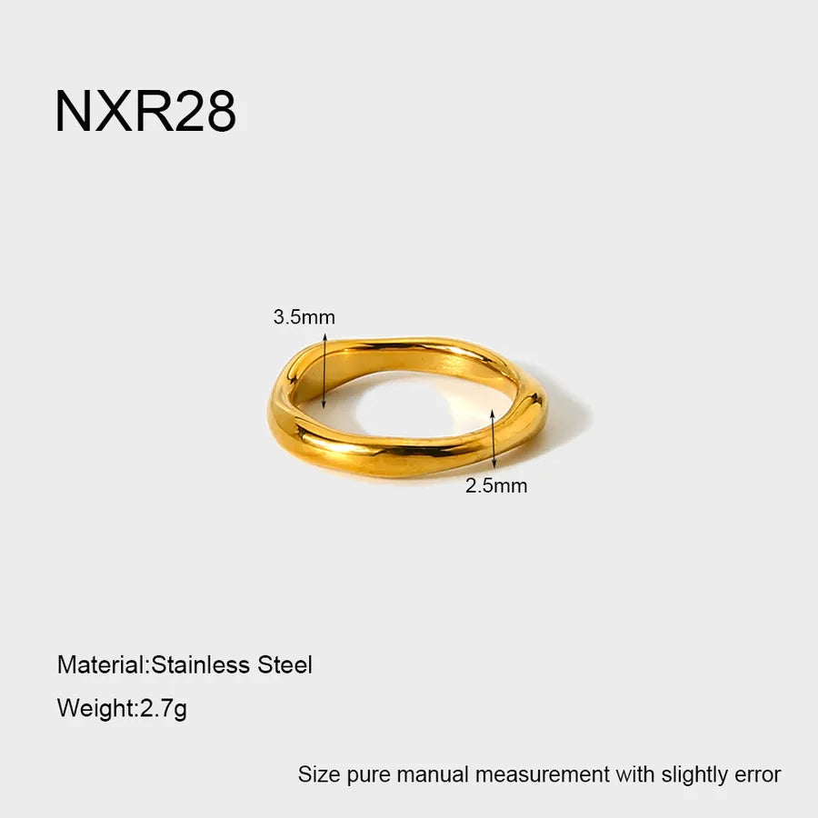 Wavy Edge 18K Gold Plated Stainless Steel Ring NXR28