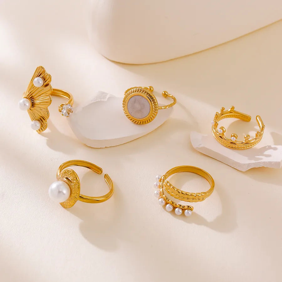 18K Gold Geometric Titanium Steel Ring