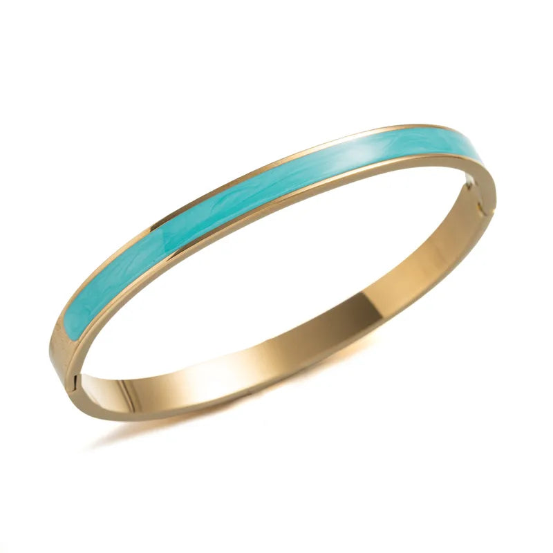 Gold Plated Zircon Enamel Stainless Steel Bracelet