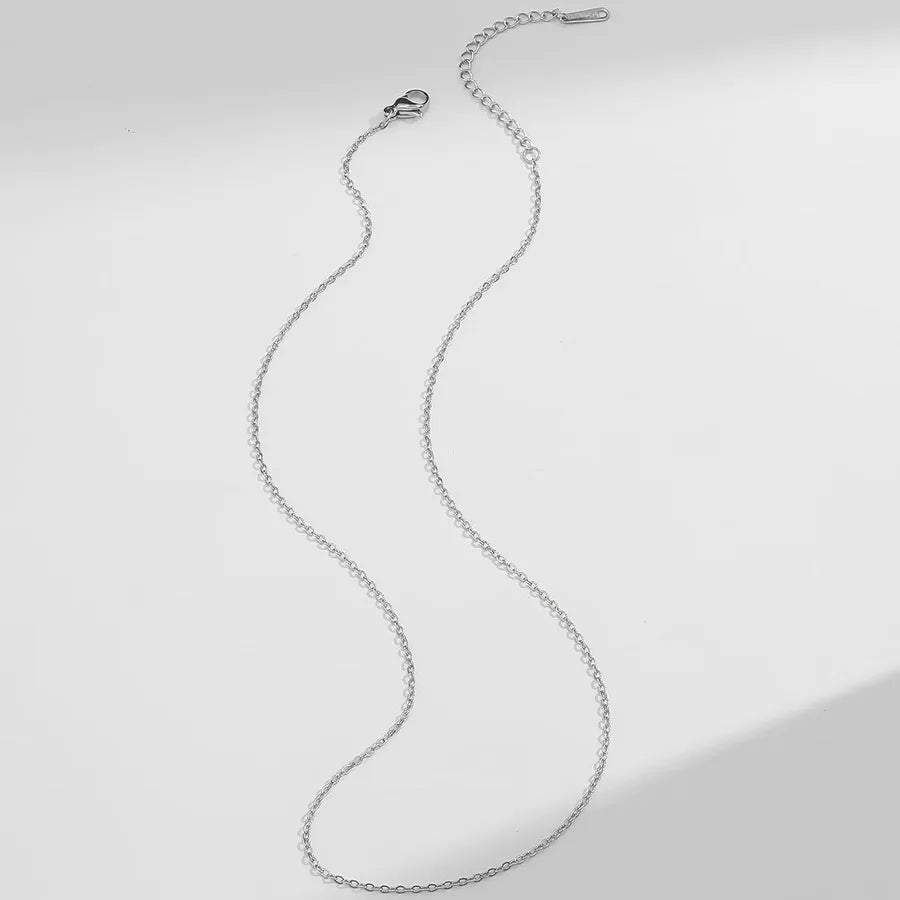 Titanium Steel Rose Flower Pendant Necklace Steel Color Cross Chain