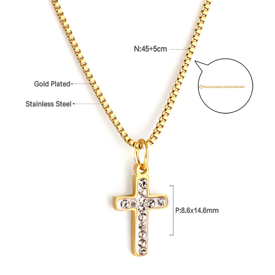 Heart Cross Stainless Steel Necklace NE292702G