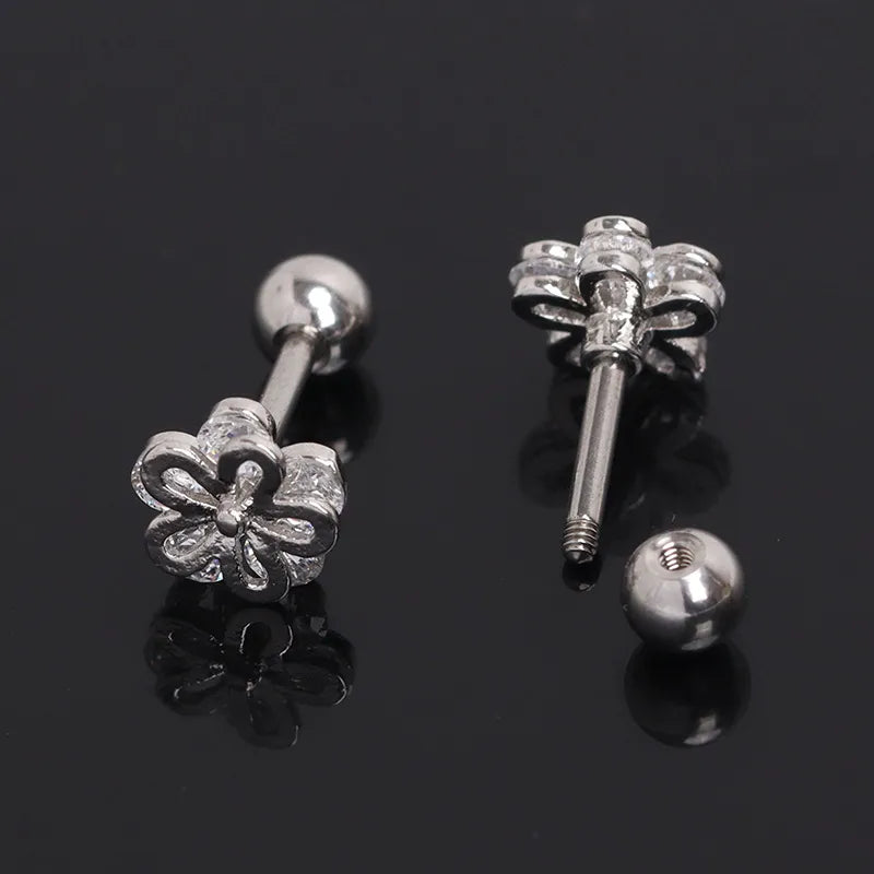 Boho Zircon Flower Stainless Steel Earrings