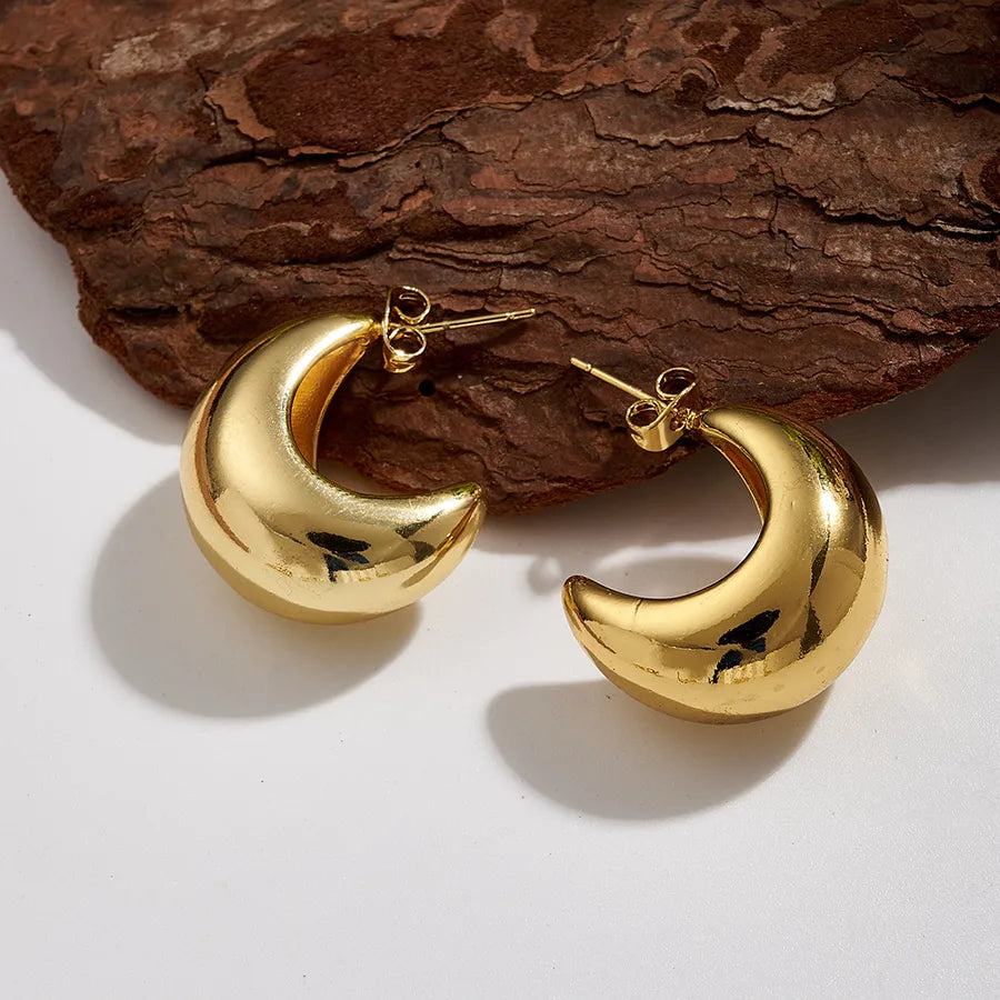 Gold Twisted Rhinestone Hoop Earrings Needle Thickness: 0.8mm A (25x14mm) 1 Pair Package