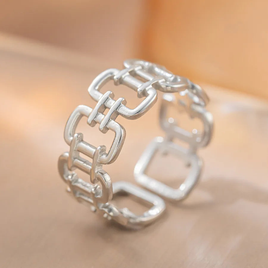 Gold Plated Geometric Titanium Steel Open Ring K96 Gold Ring Adjustable