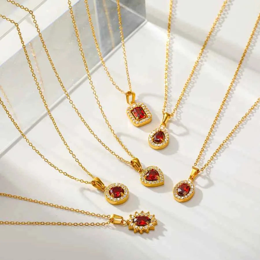 Gold Plated Zircon Pendant Necklace for Women