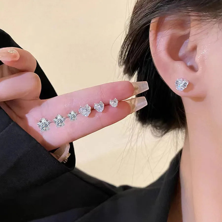 Gold Star & Heart Zircon Flat Back Earrings