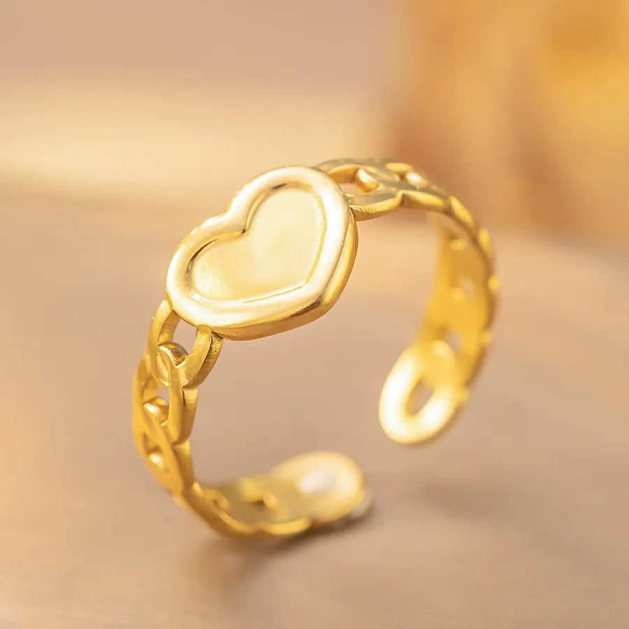 Geometric Titanium Steel Open Ring K271 Gold Ring Adjustable