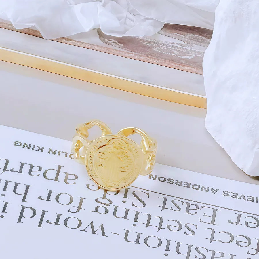 Gold Bamboo Titanium Steel Open Ring Adjustable Opening Golden Hydraulic J71