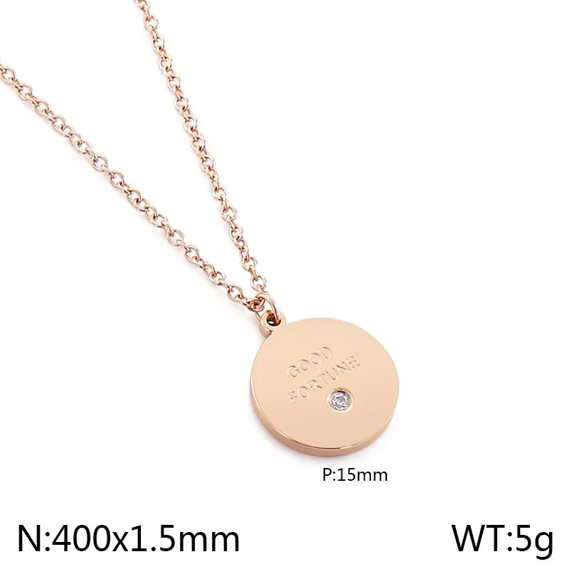 Good Fortune Letter Pendant Necklace 促销玫瑰金KN198660-KLX