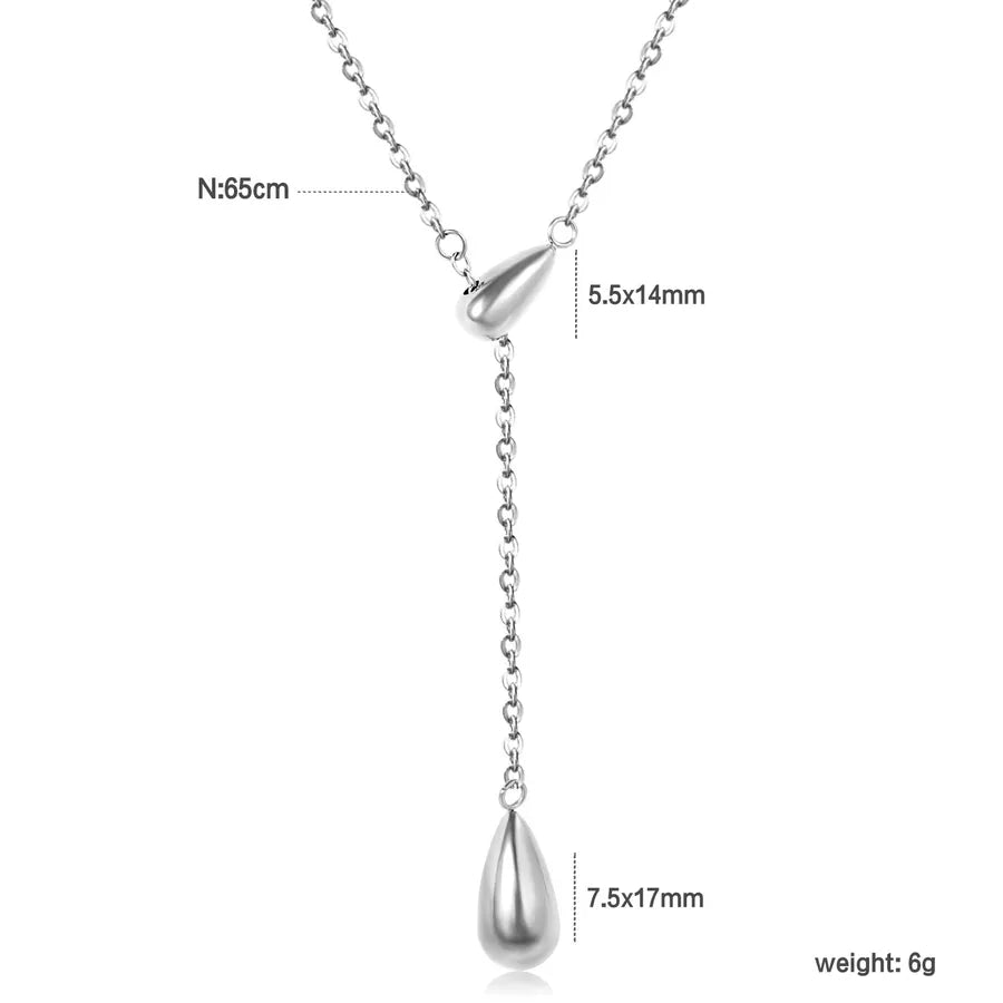 Stainless Steel Waterdrop Pendant Necklace NE2F2601S