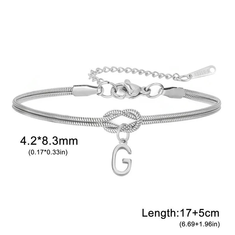 Double Layer Stainless Steel Letter Bracelet Letter G (steel Color)