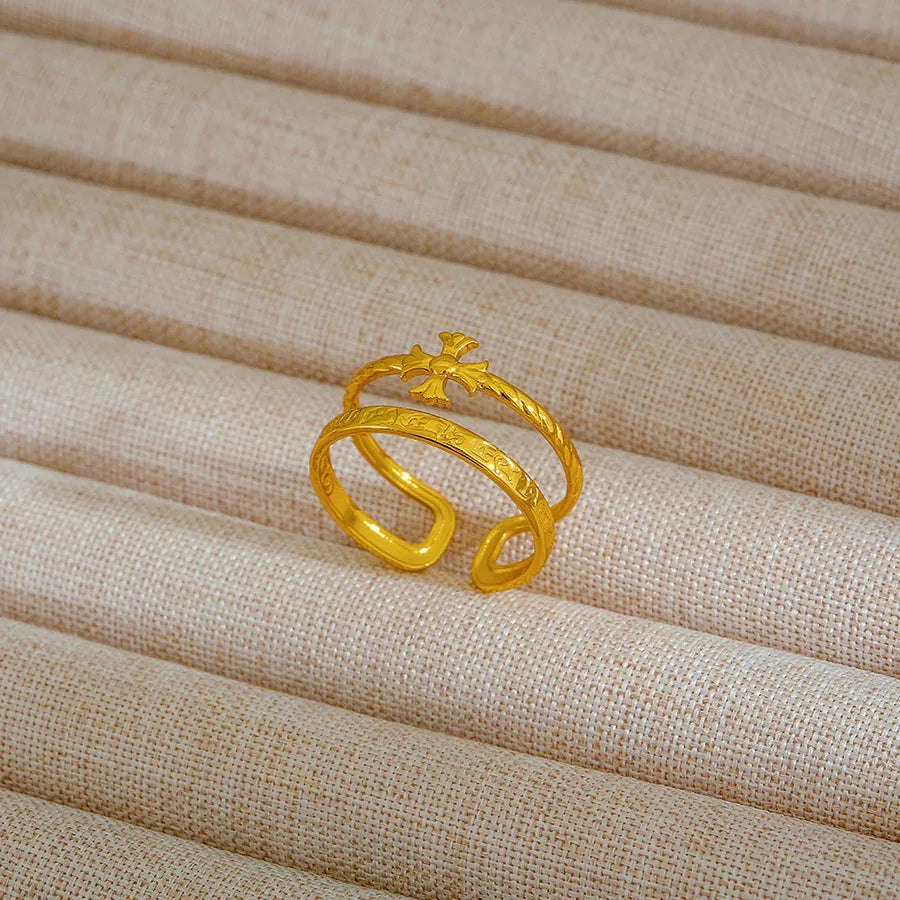 Adjustable 18K Gold Stainless Steel Ring 309