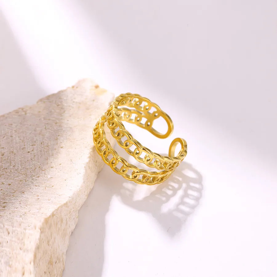 18K Gold Plated Chain Pattern Open Ring