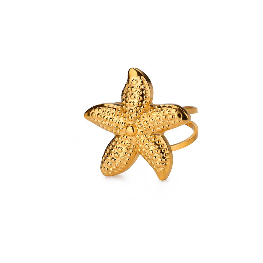 Gold Starfish Adjustable Ring – Stainless Steel 19