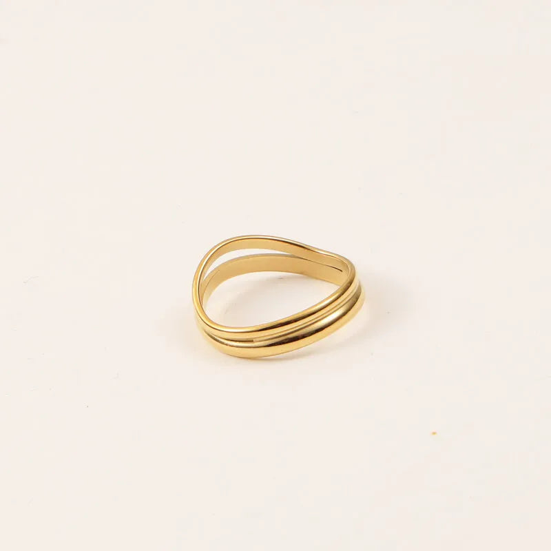 Gold Plated Geometric Titanium Steel Ring